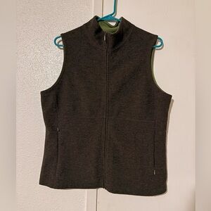 Ibex Brown 93% Merino Wool Soft Sleeveless Zip Up Vest & Pockets Woman’s Large